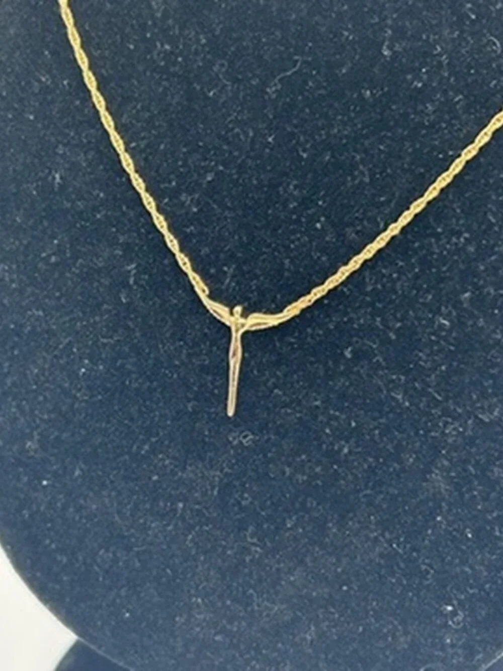Vintage Real Gold Rope Chain Angel Figure Dainty Plated Stainless Steel Womens